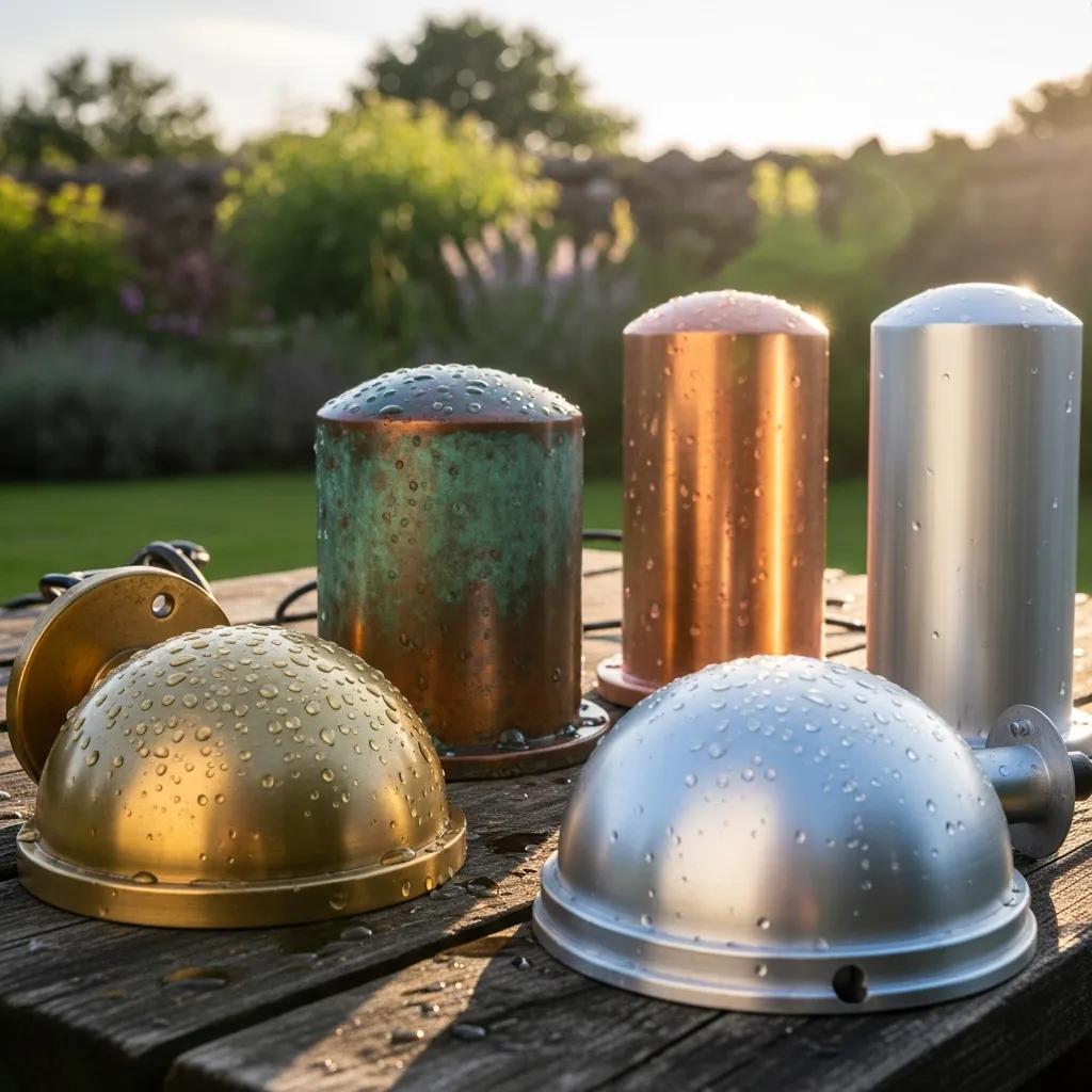 Durable outdoor lighting materials including brass, copper, and aluminum